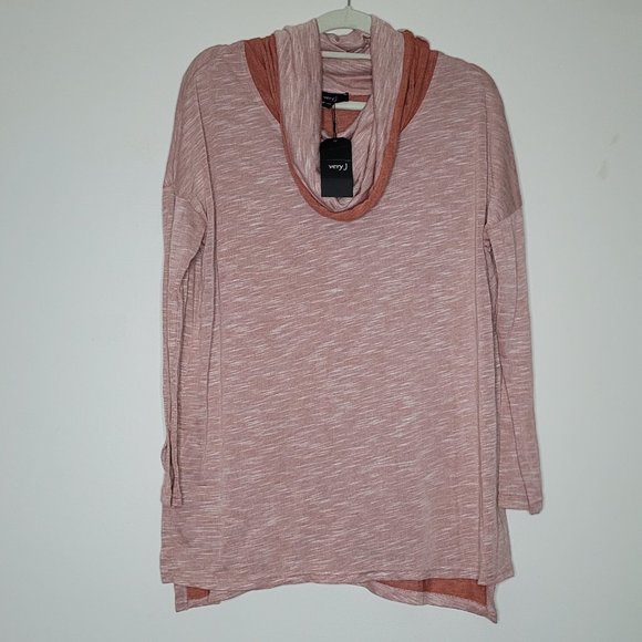 Very J Tunic Oversized Women's Medium Cowl Neck Pink Rust Women's Lagenlook - Picture 1 of 13